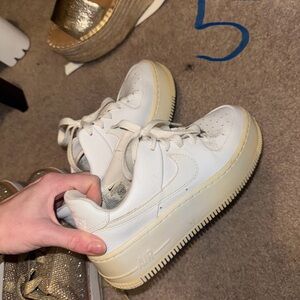 Nike Women's White Leather Low-Top Sneakers with Cream Sole